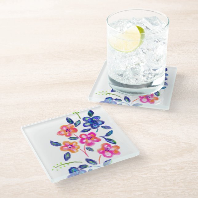 Posavasos De Vidrio Jardín de flores (Angular)