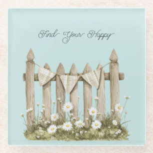 Posavasos De Vidrio Jardín de flores de margaritas cerca