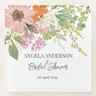 Posavasos De Vidrio Jardín de flores de primavera para despedida de so