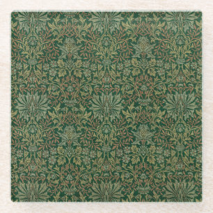 Posavasos De Vidrio Jardín de flores William Morris - Verdes