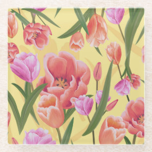 Posavasos De Vidrio Jardín de Tulipanes