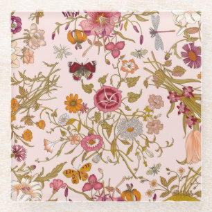 Posavasos De Vidrio Jardín floral romántico
