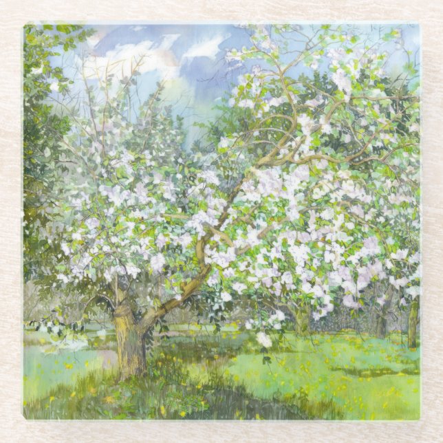 Posavasos De Vidrio Jardín floreciente (Anverso)