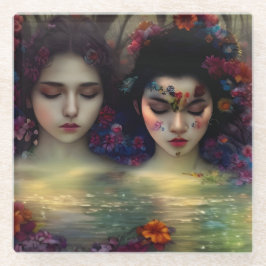 Posavasos De Vidrio Jardín místico: Sueños Florales