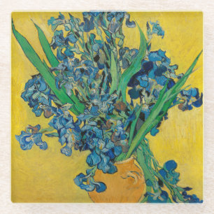 Posavasos De Vidrio Jarrón Van Gogh con Iris Clasicismo Impresionista