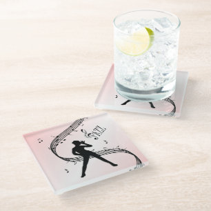 Posavasos De Vidrio Jazz Dance Pink Music Glass Coaster