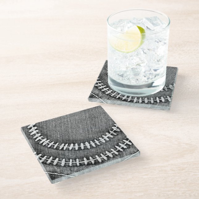 Posavasos De Vidrio Jeans con Stiches (Angular)