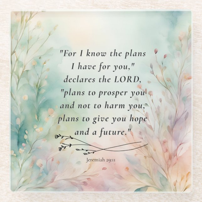 Posavasos De Vidrio Jeremiah 29:11 Biblia Verse Image (Anverso)