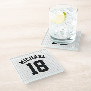 Posavasos De Vidrio Jersey de béisbol con nombre y número personalizad