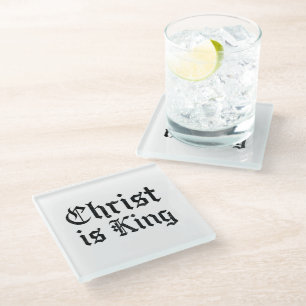 Posavasos De Vidrio Jesucristo es Rey Arte Grunge Gothic Blackletter