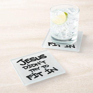 Posavasos De Vidrio Jesús No Intentó Encajar Graffiti Grunge Divertido