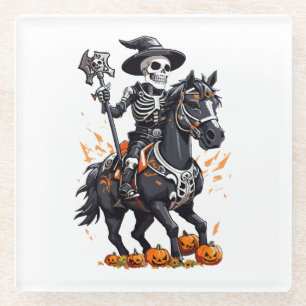 Posavasos De Vidrio Jinete de caballo esqueleto