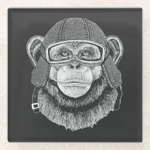 Posavasos De Vidrio Jinete de la motocicleta del chimpancé