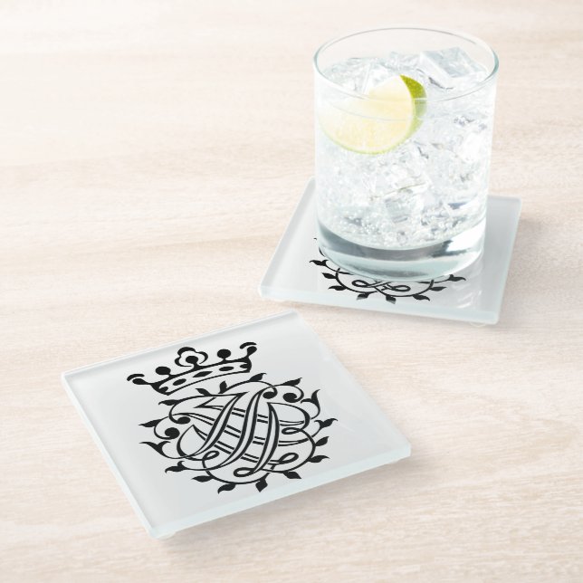 Posavasos De Vidrio Johann Sebastian Bach Seal Escudo Monograma Insign (Angular)