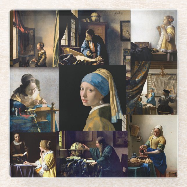 Posavasos De Vidrio Johannes Vermeer - Masterpieces Patchwork (Anverso)
