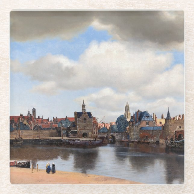 Posavasos De Vidrio Johannes Vermeer - Vista de Delft (Anverso)