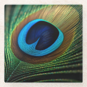 Posavasos De Vidrio Joya del pavo real