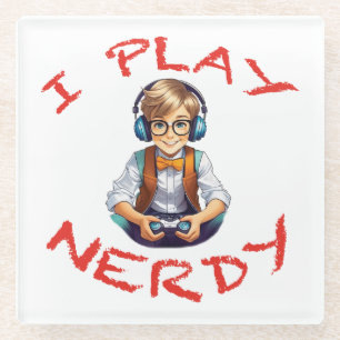 Posavasos De Vidrio Juego a un chico de los nerds gamer