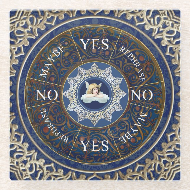 Posavasos De Vidrio Juego de adivinación Ángel Azul del tablero del pe (Anverso)