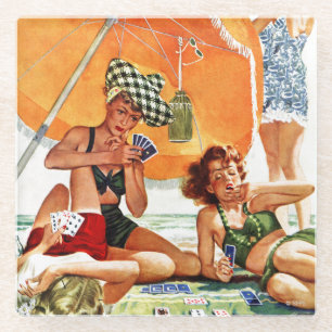Posavasos De Vidrio Juego de tarjeta en la playa de Alex Ross