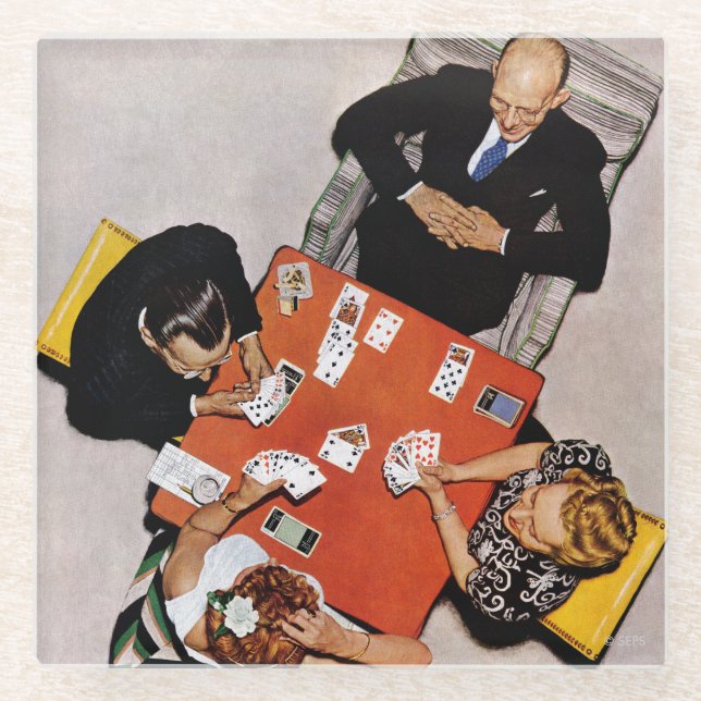 Posavasos De Vidrio Juego puente de Norman Rockwell (Anverso)