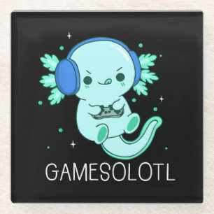 Posavasos De Vidrio Juegos Kawaii Ajolote Jugador De Videojuegos