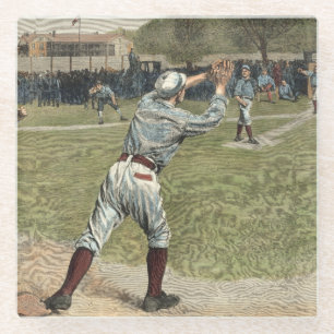 Posavasos De Vidrio Jugador de béisbol lanzado hacia fuera en la