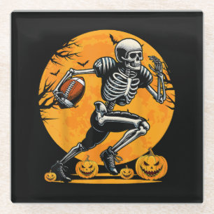 Posavasos De Vidrio Jugador de fútbol esqueleto de Halloween corriendo