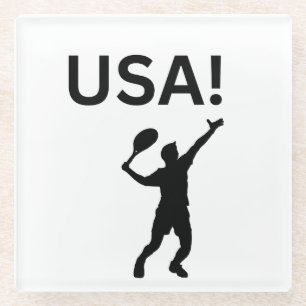 Posavasos De Vidrio Jugador de tenis de EE.UU. usando el punto como bo