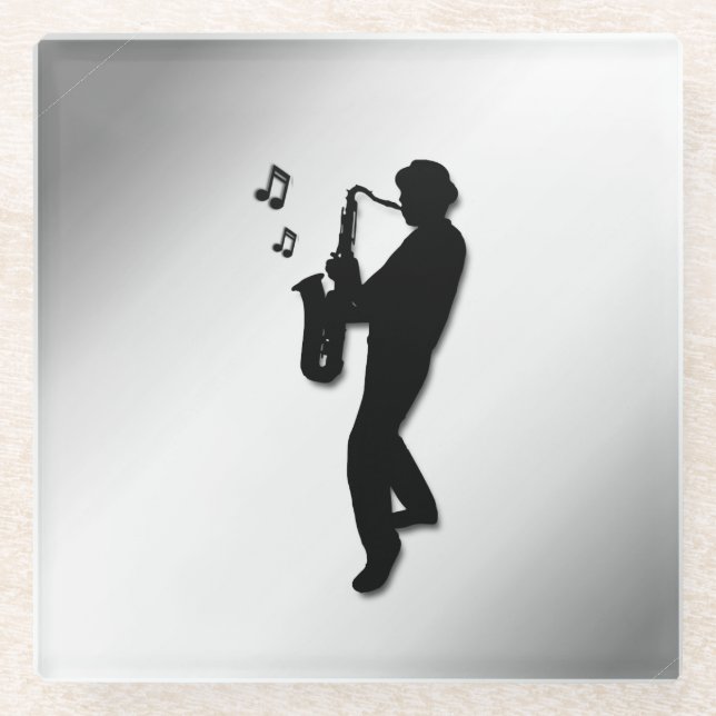 Posavasos De Vidrio Jugador saxofón (Anverso)