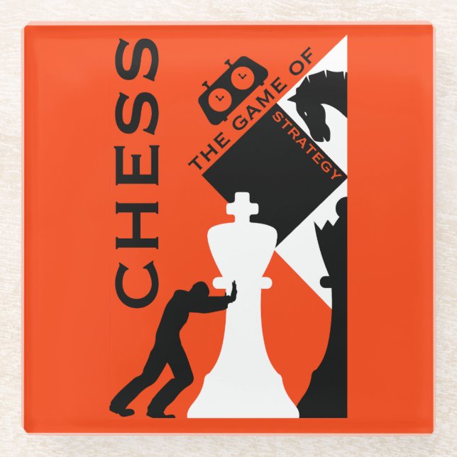 Posavasos De Vidrio Jugadores De Ajedrez (Anverso)