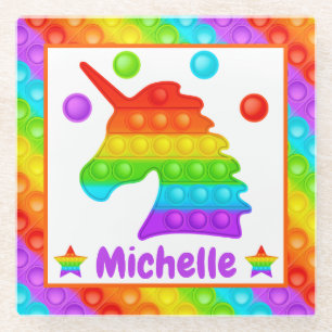 Posavasos De Vidrio Juguete Fidget de Unicornio Arcoíris para Niños