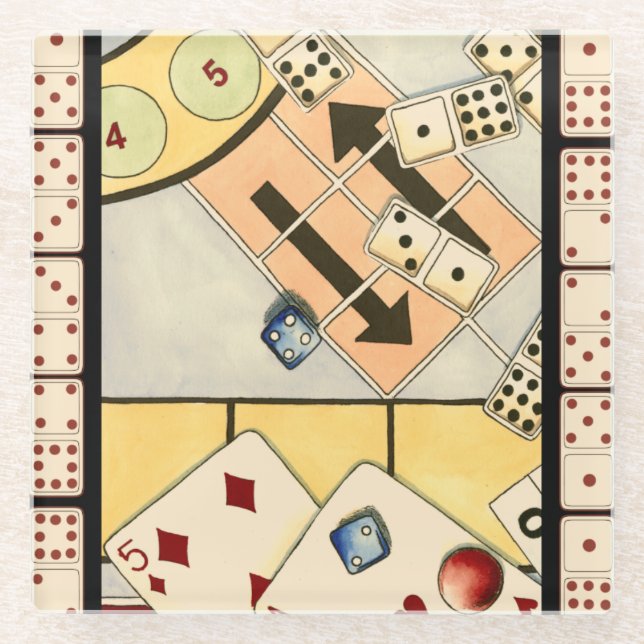 Posavasos De Vidrio Jumble surtido de juegos de oportunidad (Anverso)