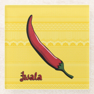 Posavasos De Vidrio Jwala Chili Pepper Glass Coaster