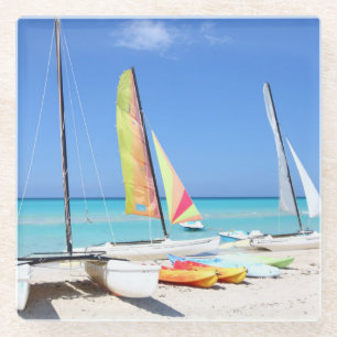 Posavasos De Vidrio Kajaks, catamaranes y playa cubana del Kayaks 