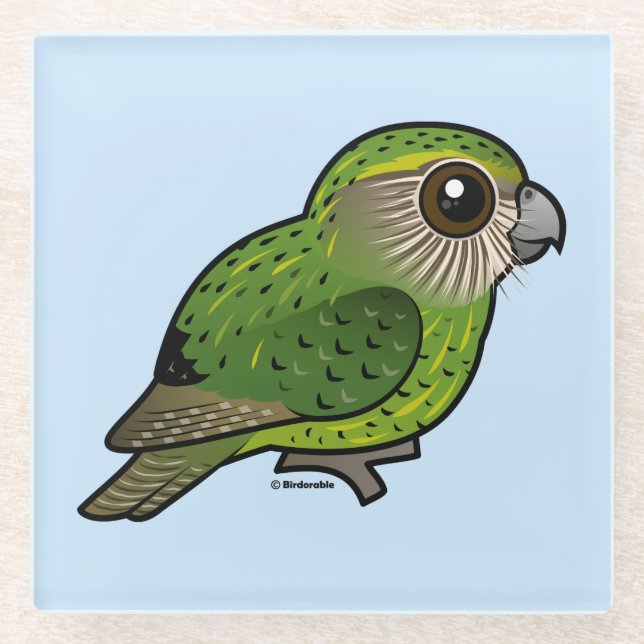 Posavasos De Vidrio Kakapo de Birdorable (Anverso)