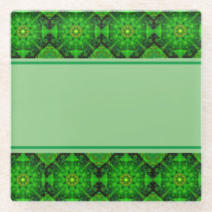 Posavasos De Vidrio Kaleidoscopio verde viridiscente,