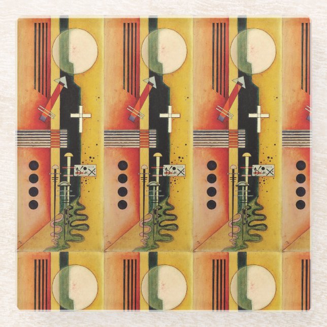 Posavasos De Vidrio Kandinsky Arte de pintura abstracta moderna (Anverso)