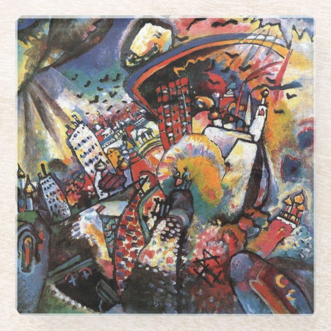 Posavasos De Vidrio Kandinsky Moscú I Cityscape Resumen Pintura (Anverso)