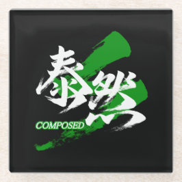 Posavasos De Vidrio Kanji Taizen/Caligrafía Japonesa Serena