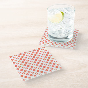 Posavasos De Vidrio "Kanoko" Fawn Spot Pattern Salmon Pink