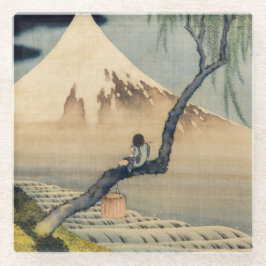 Posavasos De Vidrio Katsushika Hokusai - Muchacho viendo el Monte Fuji
