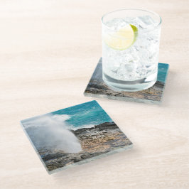 Posavasos De Vidrio Kauai Aqua Océano Spouting Horn Poipu 