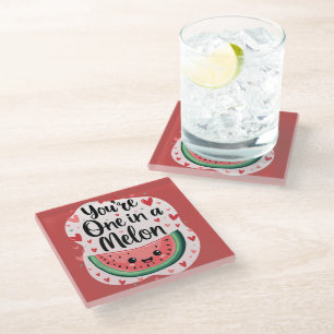Posavasos De Vidrio Kawaii "Eres Uno en un Melón" Adorable Juego de Pa