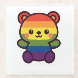 Posavasos De Vidrio Kawaii Rainbow Teddy - Una elegante fiesta del org