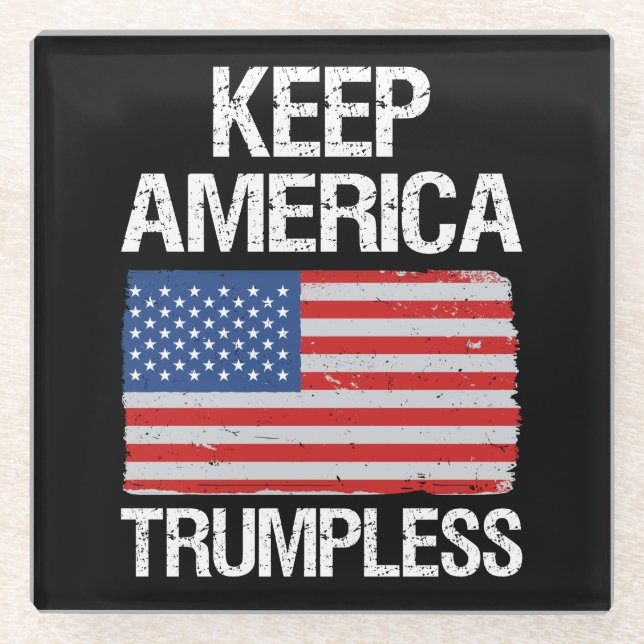 Posavasos De Vidrio Keep America Trumpless III (Anverso)