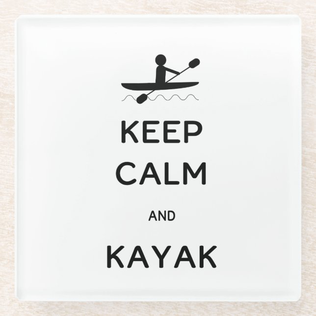 Posavasos De Vidrio Keep Calm and Kayak   (Anverso)