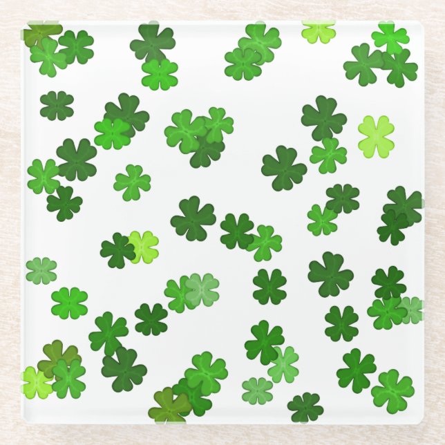 Posavasos De Vidrio Kelly green "Shamrock Falling" (Anverso)