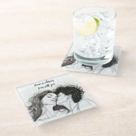 Posavasos De Vidrio Keychain acrílico de parejas lesbianas personaliza