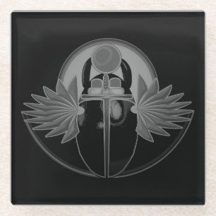 Posavasos De Vidrio Kherpi Dios del Sol Naciente, escarabajo escarabaj